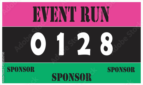 Pink colored marathon number bib isolated on white.