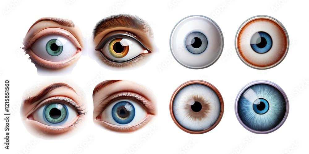 Realistic Eye Illustrations with Transparent Background Realistic Eye Illustrations with Transparent Background