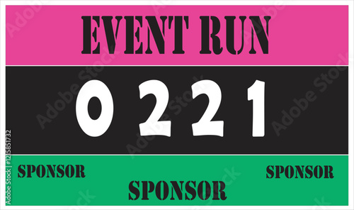 Pink colored marathon number bib isolated on white.