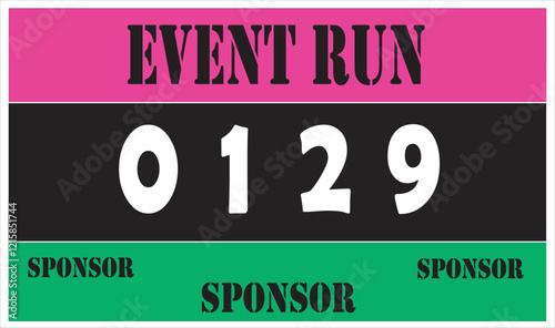 Pink colored marathon number bib isolated on white.