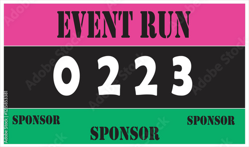 Pink colored marathon number bib isolated on white.