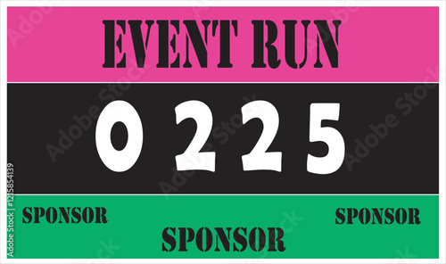 Pink colored marathon number bib isolated on white.