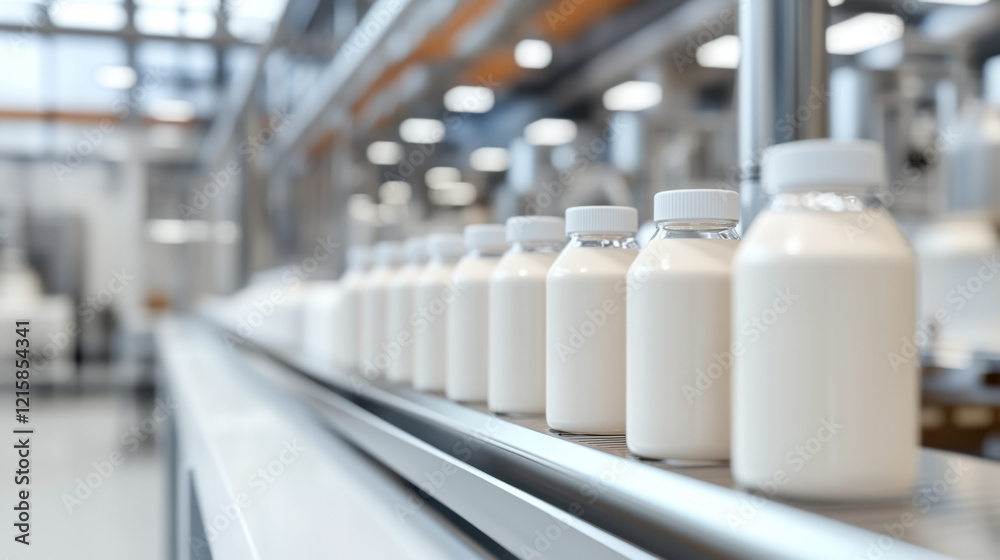 Milk factory. Robotic factory line for processing Milk factory. Robotic factory line for processing