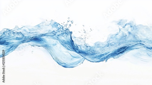 Blue water wave splash isolated on white.