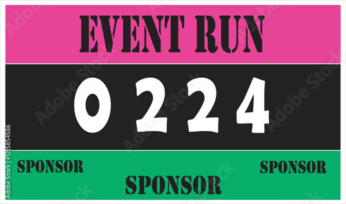 Pink colored marathon number bib isolated on white.