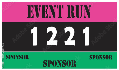 Pink colored marathon number bib isolated on white.