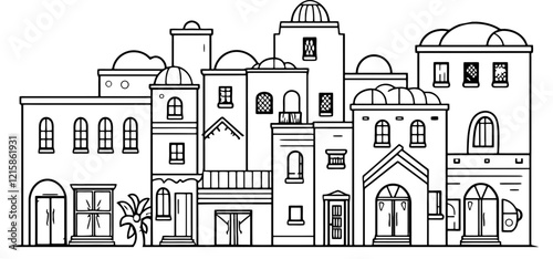 Middle east arabian housing drawing