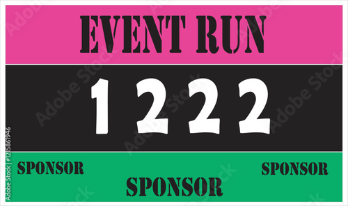 Pink colored marathon number bib isolated on white.