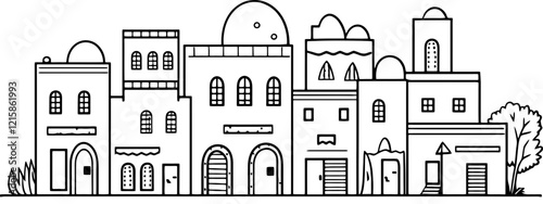 Middle east arabian housing drawing