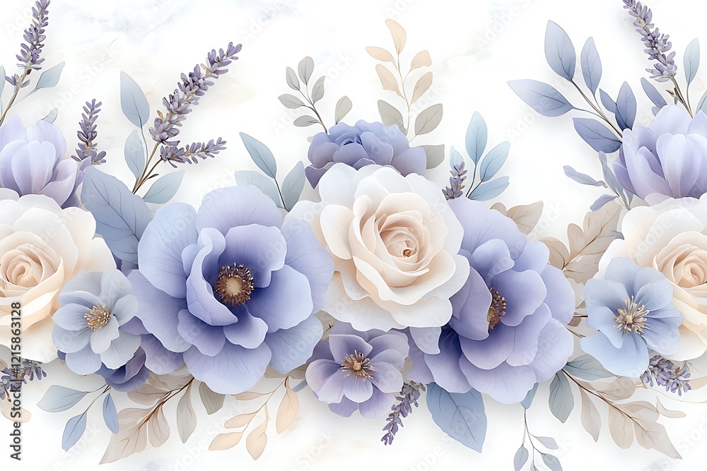 Fototapeta premium Floral arrangement nature background digital art serene environment close-up beauty concept