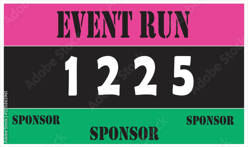 Pink colored marathon number bib isolated on white.