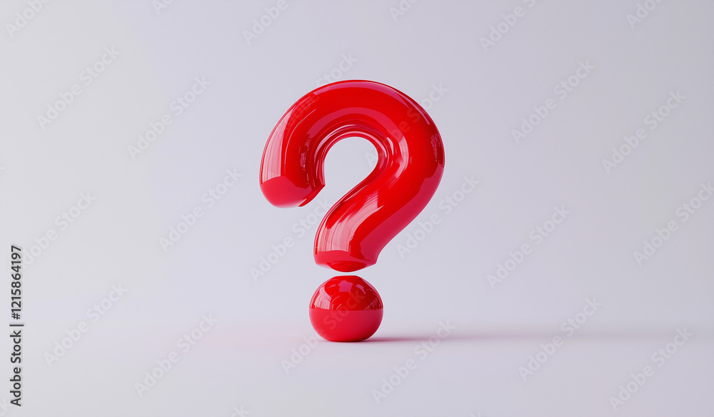 3D red question mark on a white background, in a minimalistic style with simple lines, 3D red question mark on a white background, in a minimalistic style with simple lines,