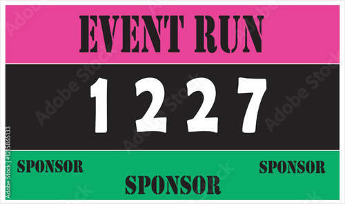 Pink colored marathon number bib isolated on white.