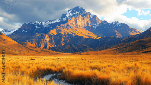 Majestic Mountain Peak: A Breathtaking Landscape Panorama photo