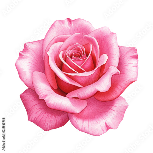 Beautiful Pink Rose Watercolor Painting Floral Design Botanical Art Soft Love Petal Bloom Image     