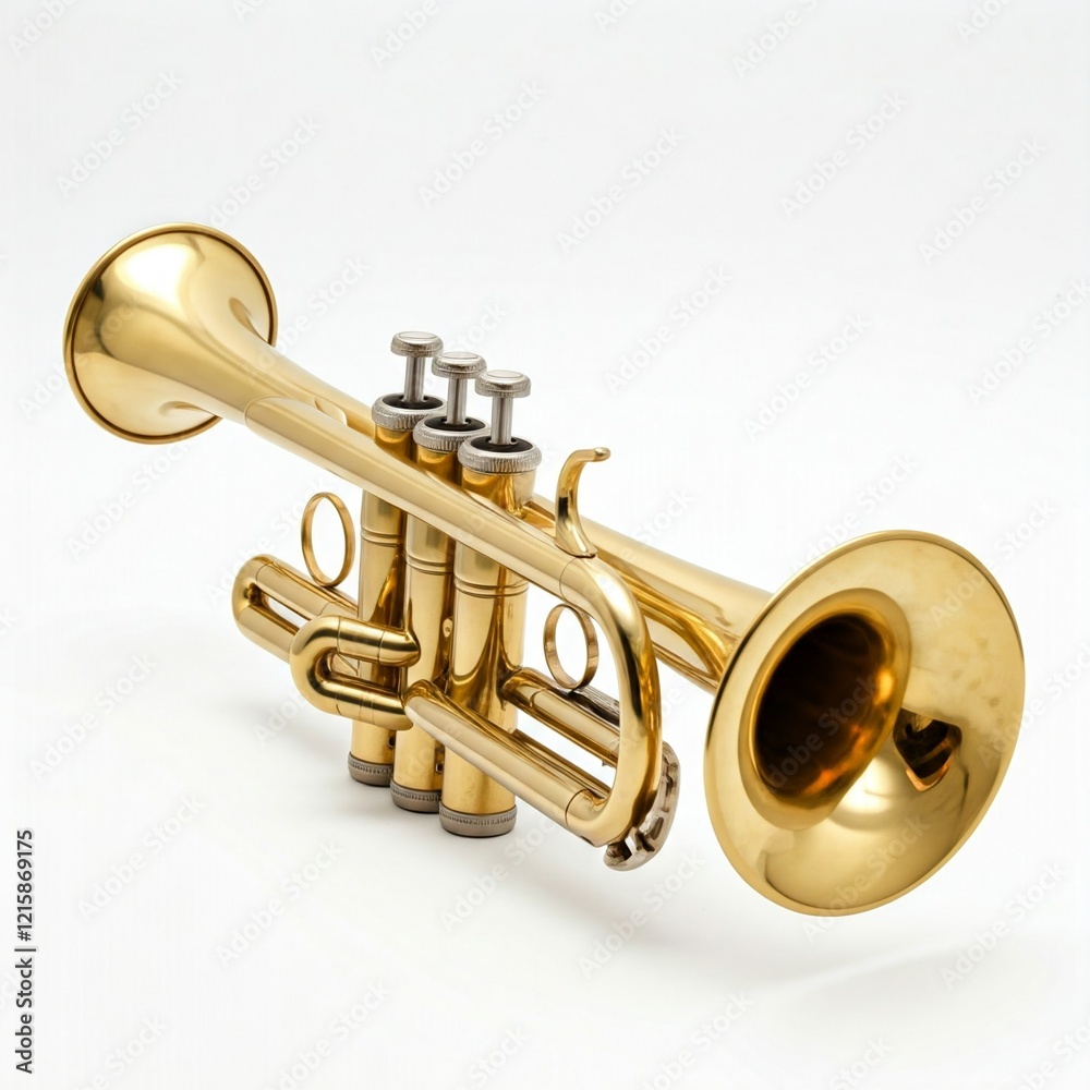 Naklejka premium gold trumpet musical instrument isolated on white background