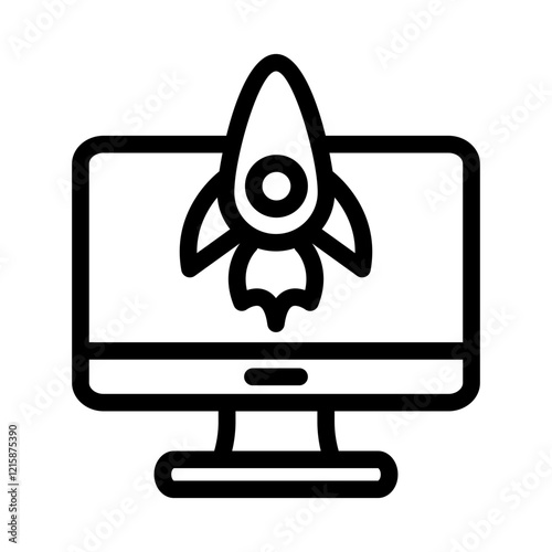 Computer Rocket Outline Style