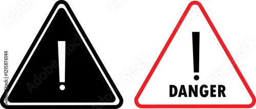 Universal warning triangle black and danger color icon set, Vector illustration symbol and sings design.