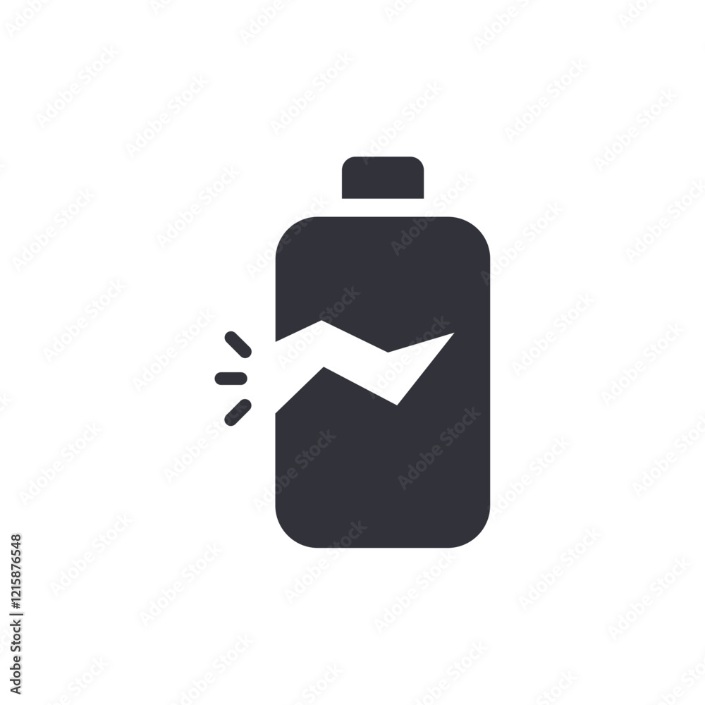 Broken battery solid icons, minimalist vector illustration ,simple transparent graphic element .Isolated on white background Broken battery solid icons, minimalist vector illustration ,simple transparent graphic element .Isolated on white background