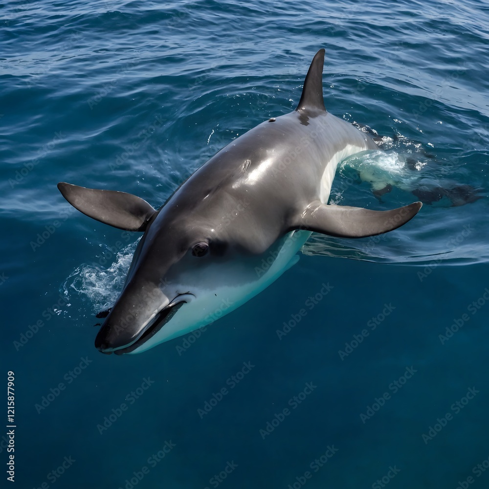 Naklejka premium Vaquita Family: A Tender Moment Between Mother and Calf