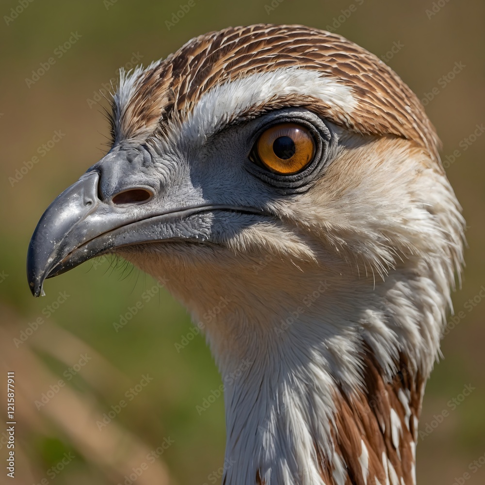Intricate Beauty: Close-up of a Great Indian Bustard's Majestic Features Intricate Beauty: Close-up of a Great Indian Bustard's Majestic Features