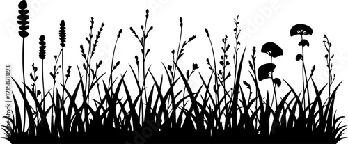 grass and flowers silhouette