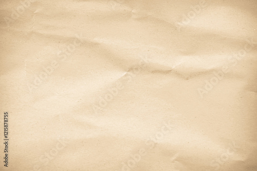 Old paper vintage texture surface for background. Recycle pale brown paper crumpled texture, Cream color recycled kraft paper texture blank with copy space for text.