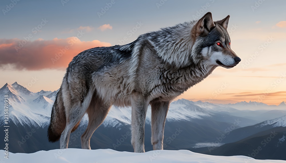 Fototapeta premium Majestic Wolf in Winter Wonderland