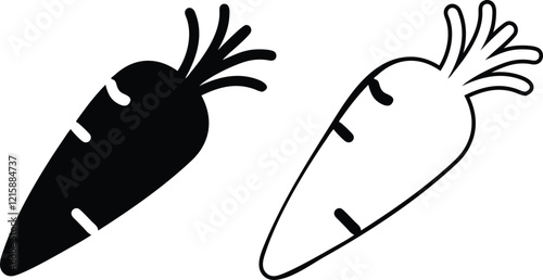 Carrot icon flat and outline collection in black filled and stroke style. Vector illustration design.