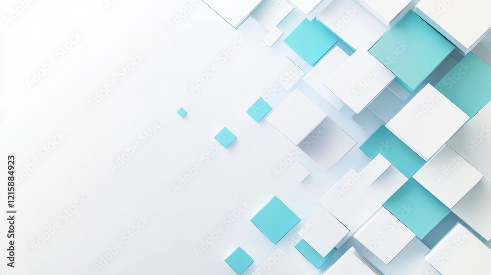 Abstract white and blue cubes background, design element, website banner Abstract white and blue cubes background, design element, website banner