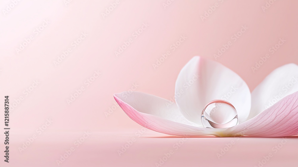 Serene pink lotus flower with dewdrop on petal against a soft background, symbolizing purity and tranquility in nature. Serene pink lotus flower with dewdrop on petal against a soft background, symbolizing purity and tranquility in nature.