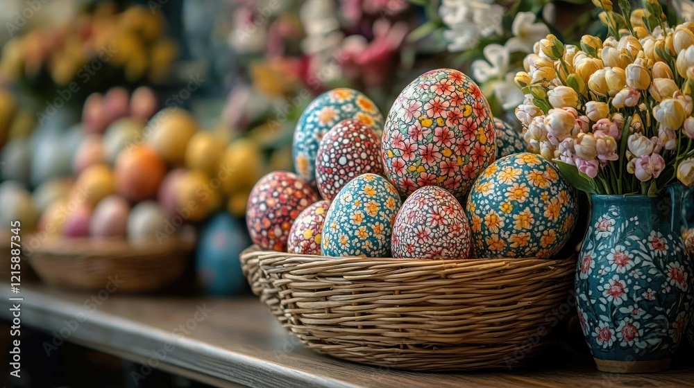 Vibrant Easter Eggs in a Basket Vibrant Easter Eggs in a Basket