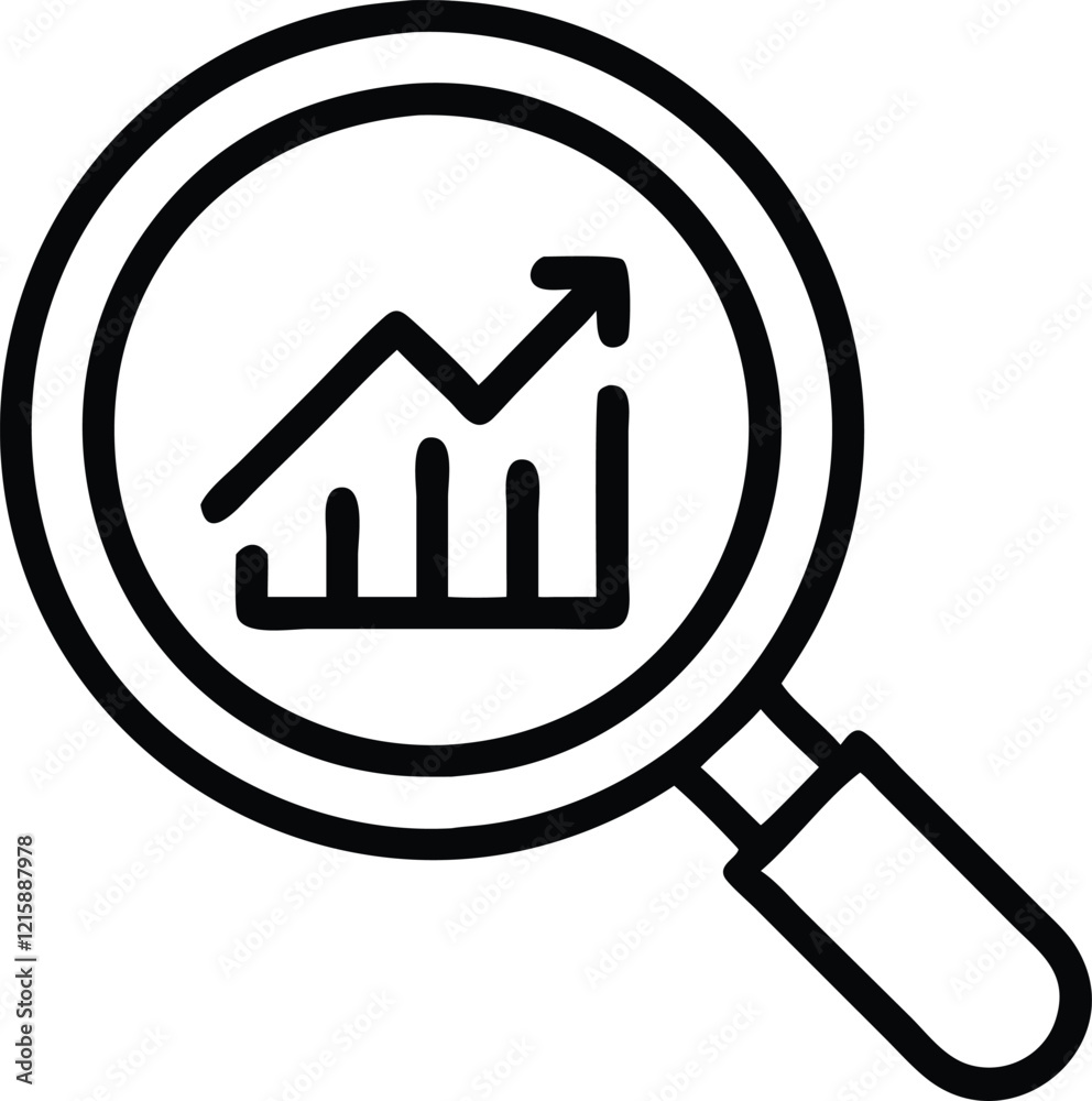 Business growing search icon, flat web search icon outline, business increasing symbol. Business growing search icon, flat web search icon outline, business increasing symbol.
