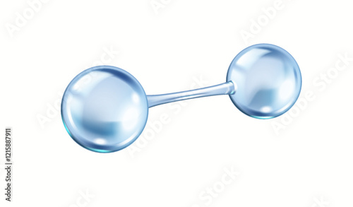 Blue collagen molecule structure from atoms realistic vector illustration. Model consists of equal spheres 3d object on white background