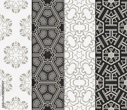 set of Seamless texture of floral decorative ornament. Vector illustration. For the interior design, printing, web and textile