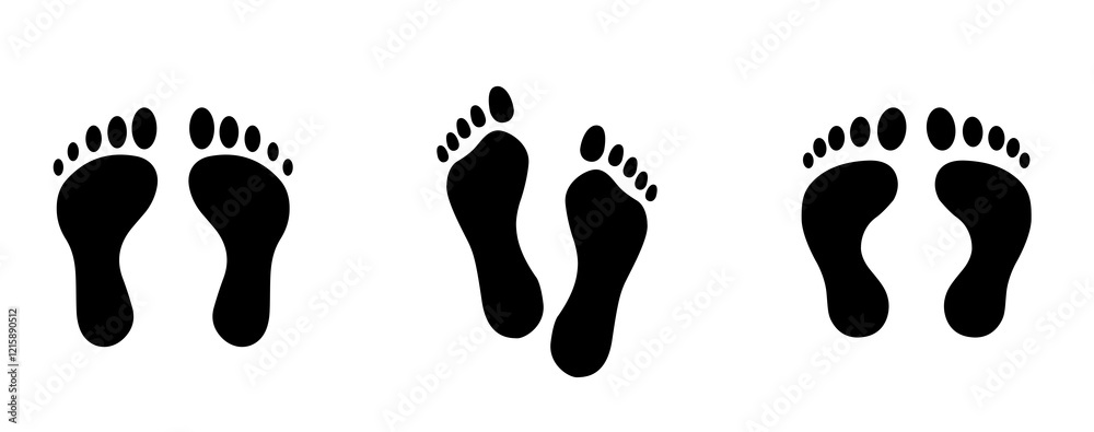Foot print icon, Bare foot print Black on white feet icon.vector illustration Foot print icon, Bare foot print Black on white feet icon.vector illustration