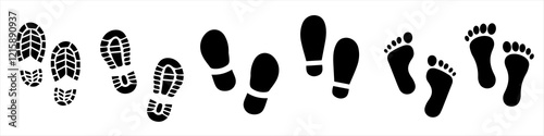 Footprint set of footprint icon, Silhouette of footprints. Vector illustration.