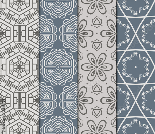 set of Seamless texture of floral ornament. Vector illustration. For the interior design, printing, web and textile