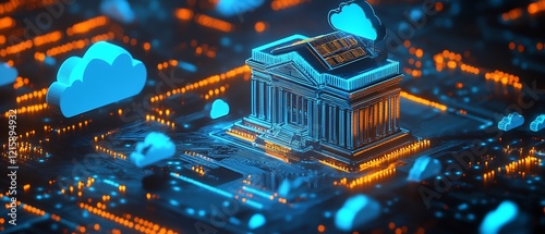 Cyber Bank Digital Network Vividly Lit. AI Generated