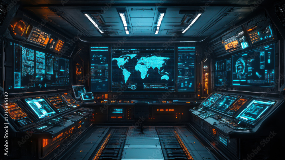 Military Surveillance Officer Working on a City Tracking Operation in a Central Office Hub Military Surveillance Officer Working on a City Tracking Operation in a Central Office Hub