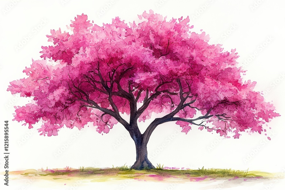 Fototapeta premium Vibrant Pink Flowering Tree with Beautiful Artistic Representation