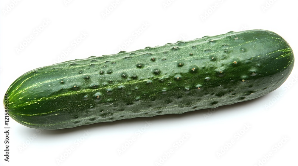 A whole cucumber with its dark green, bumpy skin and long, cylindrical shape A whole cucumber with its dark green, bumpy skin and long, cylindrical shape