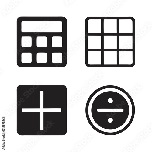 Mathematics Symbols Calculator Icon Bundle Vector.