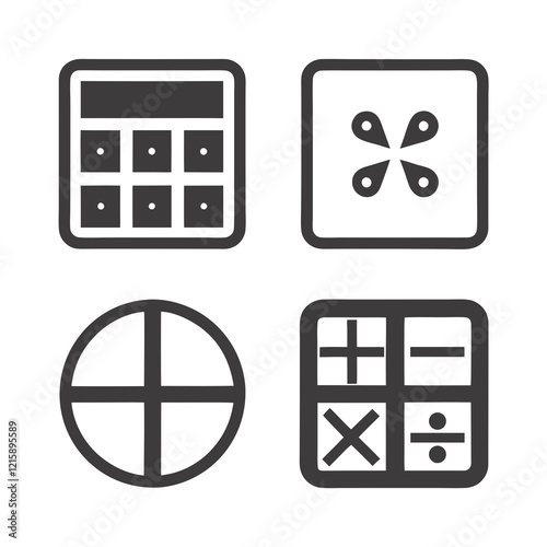 Mathematics Symbols Calculator Icon Bundle Vector.