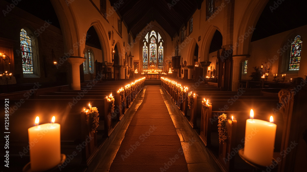Candlelit procession during Candlemas celebration in a historic church Candlelit procession during Candlemas celebration in a historic church