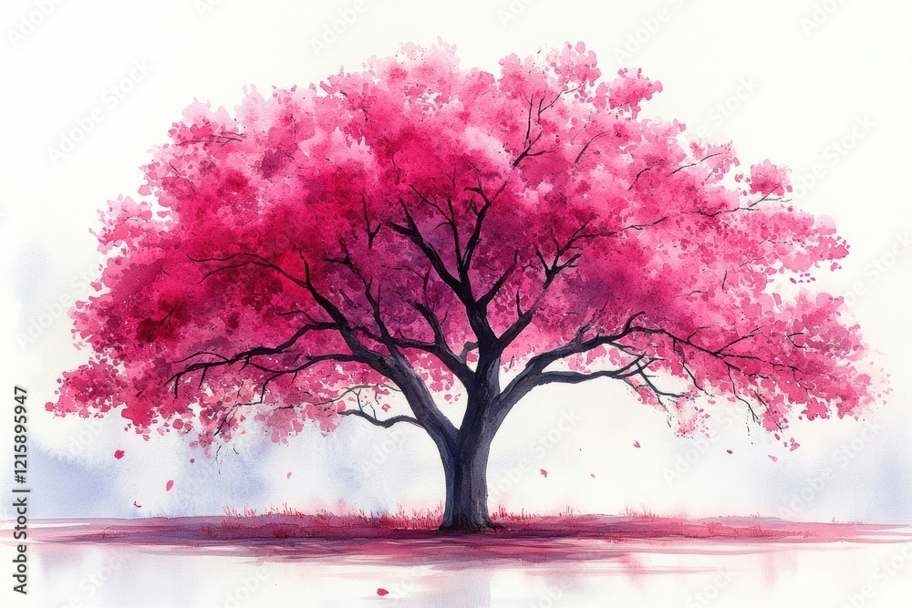 Obraz premium Vibrant Pink Blossom Tree Under Soft Sky with Gentle Hues