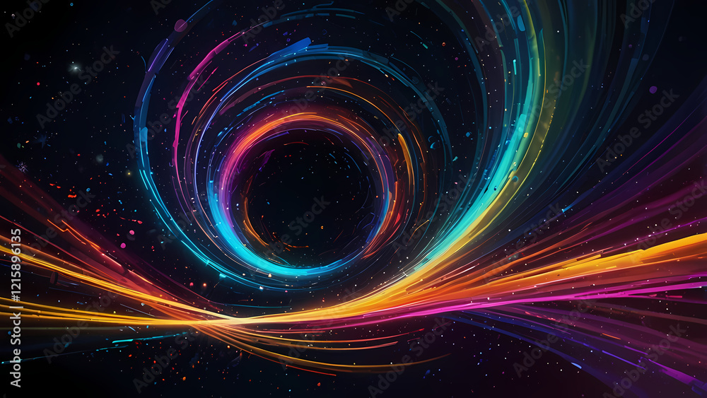 Obraz premium Neon Light Swirl: Abstract Vortex Illustration