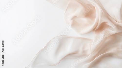 Elegant blush pink silk fabric draped on white background.