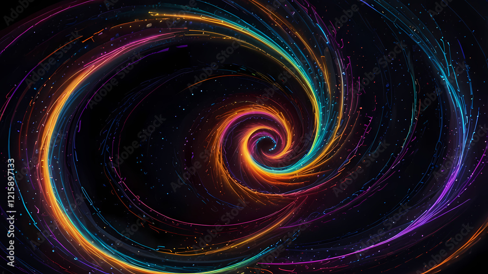 Obraz premium Neon Light Swirl: Abstract Vortex Illustration