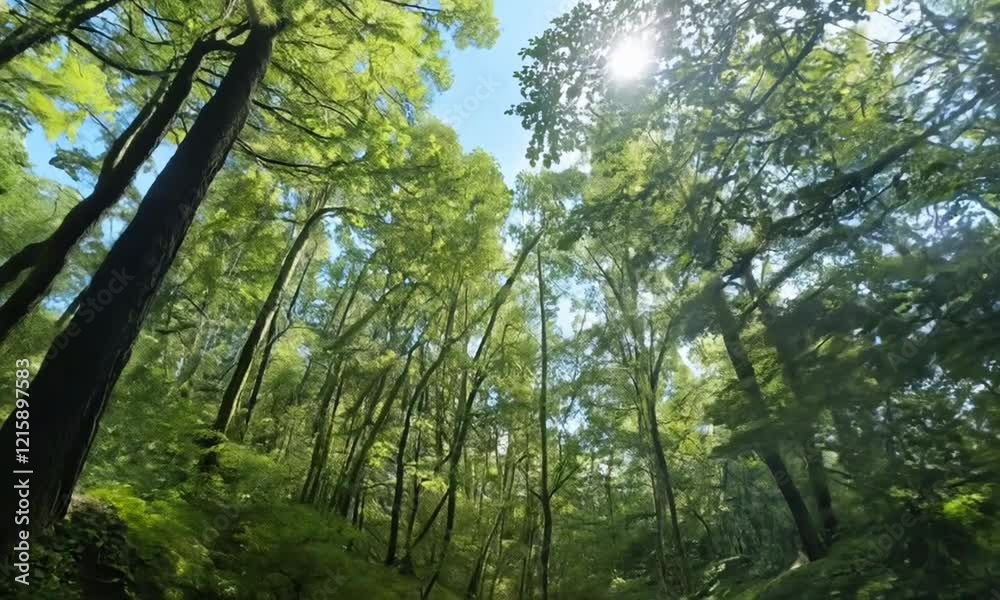 sun shining through trees